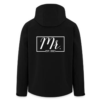 M. Est. 2023 Fiançailles pour la fête de mariage du marié - Veste softshell homme en polyester recyclé Stanley/Stella - noir - Dos - AI Model Male 185 light (185cm)