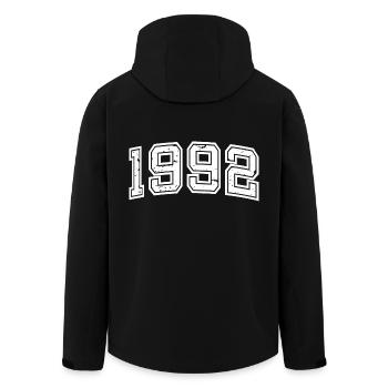 Jahr 1992, 30 Jahre alt, Geschenk zum 30. Geburtstag - Recycelte Männer Softshell-Jacke von Stanley/Stella - Schwarz - Hinten - AI Model Male 185 light (185cm)