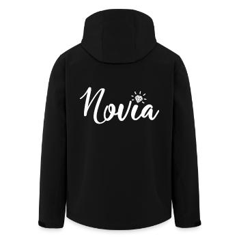 Novia Girlfriend Engagement Bridal Shower Wedding - Men’s Recycled Softshell Jacket by Stanley/Stella - black - Back - AI Model Male 185 light (185cm)