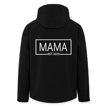 Mama Est. 2023, Maman en devenir, Annonce de grossesse - Veste softshell homme en polyester recyclé Stanley/Stella - noir - Dos - AI Model Male 185 light (185cm)