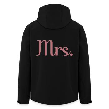 Mrs. Matching Couple Engagement Wedding Honeymoon - Men’s Recycled Softshell Jacket by Stanley/Stella - black - Back - AI Model Male 185 light (185cm)