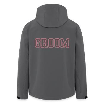 Bräutigam Cool Matching Paar Hochzeitsfeier Hochzeit - Recycelte Männer Softshell-Jacke von Stanley/Stella - Schwarz - Hinten - AI Model Male 185 light (185cm)