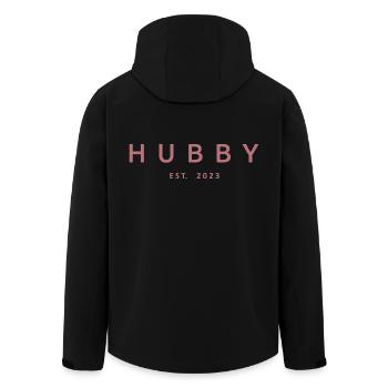 Hubby Est. 2023 Fiançailles pour le mariage du marié - Veste softshell homme en polyester recyclé Stanley/Stella - noir - Dos - AI Model Male 185 light (185cm)