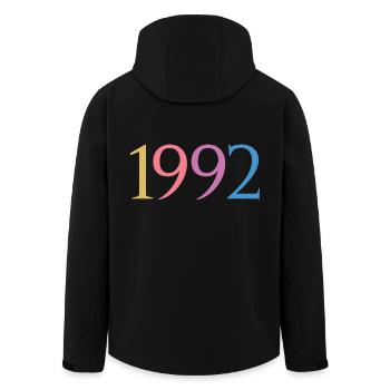 Jahr 1992, 30 Jahre alt, Geschenk zum 30. Geburtstag - Recycelte Männer Softshell-Jacke von Stanley/Stella - Schwarz - Hinten - AI Model Male 185 light (185cm)