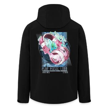 Play Music Loud - das Party Shirt für Musiker - Recycelte Männer Softshell-Jacke von Stanley/Stella - Schwarz - Hinten - AI Model Male 185 light (185cm)