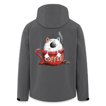 Müde Katze in der Kaffeetasse - Recycelte Männer Softshell-Jacke von Stanley/Stella - Anthrazit - Hinten - AI Model Male 185 light (185cm)