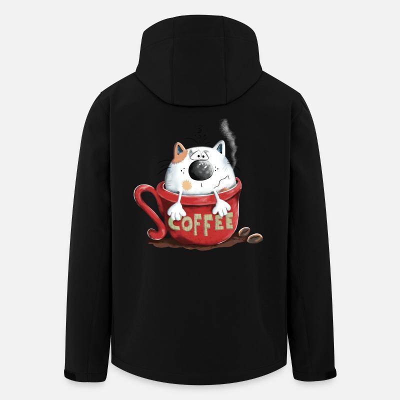 Chat et café - Veste softshell homme en polyester recyclé Stanley/Stella - noir