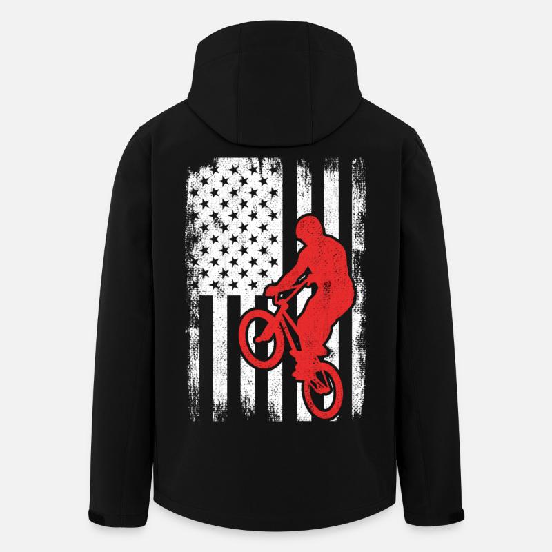 BMX USA Flag - Men’s Recycled Softshell Jacket by Stanley/Stella - black