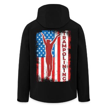 Trampolinspringen USA Flagge - Recycelte Männer Softshell-Jacke von Stanley/Stella - Schwarz - Hinten - AI Model Male 185 light (185cm)