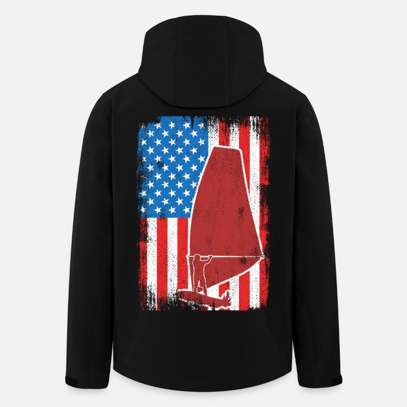 USA Patriotischer Windsurfer - Recycelte Männer Softshell-Jacke von Stanley/Stella - Schwarz