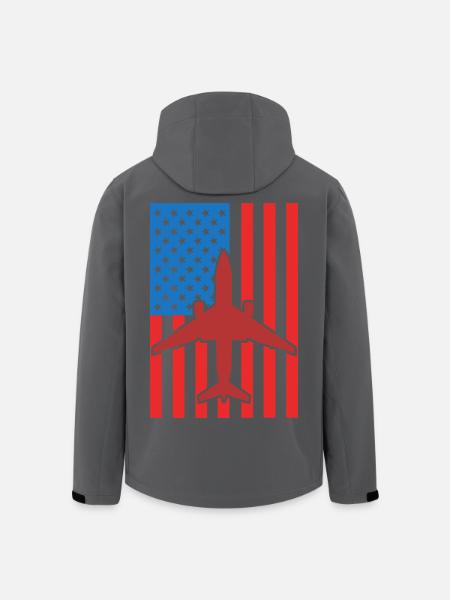 Avion Drapeau des États-Unis - Veste softshell homme en polyester recyclé Stanley/Stella - noir