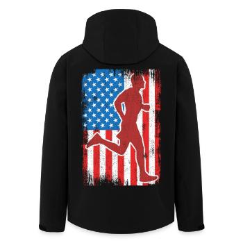 4. Juli USA Laufen - Recycelte Männer Softshell-Jacke von Stanley/Stella - Schwarz - Hinten - AI Model Male 185 light (185cm)