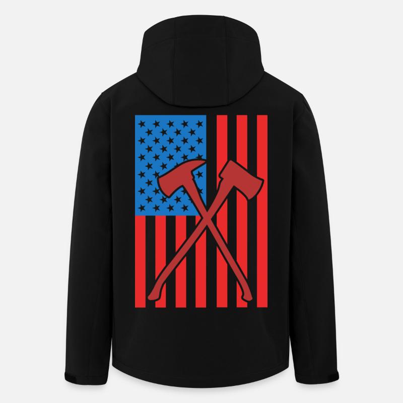 Fire Fighting USA Flag - Men’s Recycled Softshell Jacket by Stanley/Stella - black