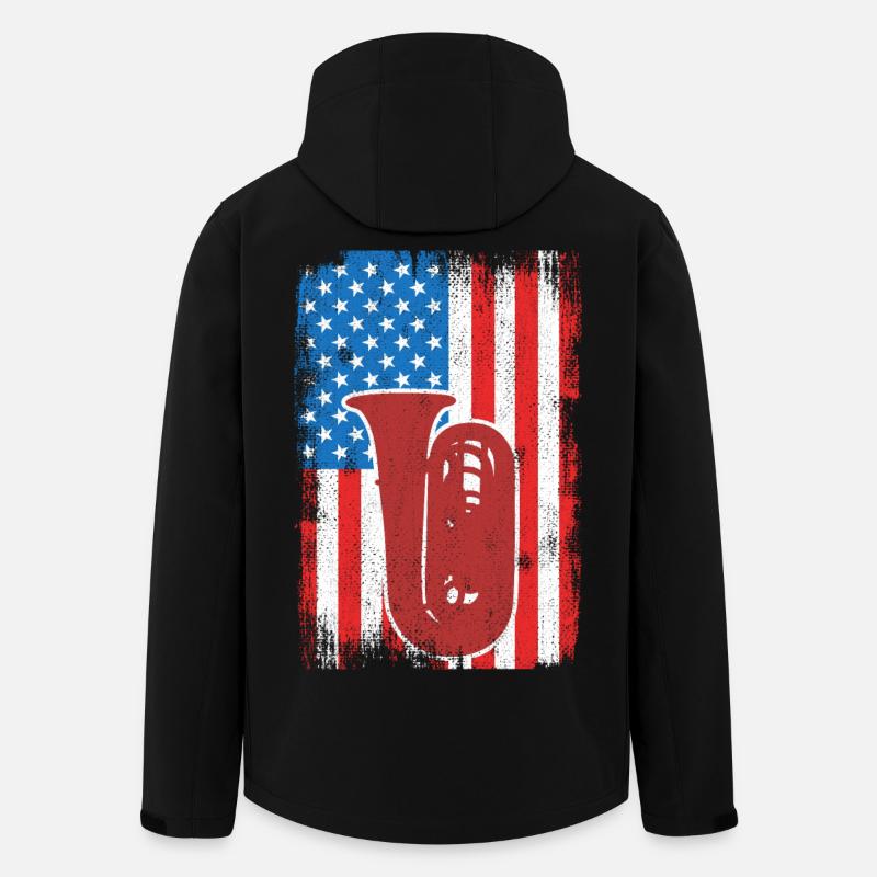 Tuba player U.S. Flag - Men’s Recycled Softshell Jacket by Stanley/Stella - black