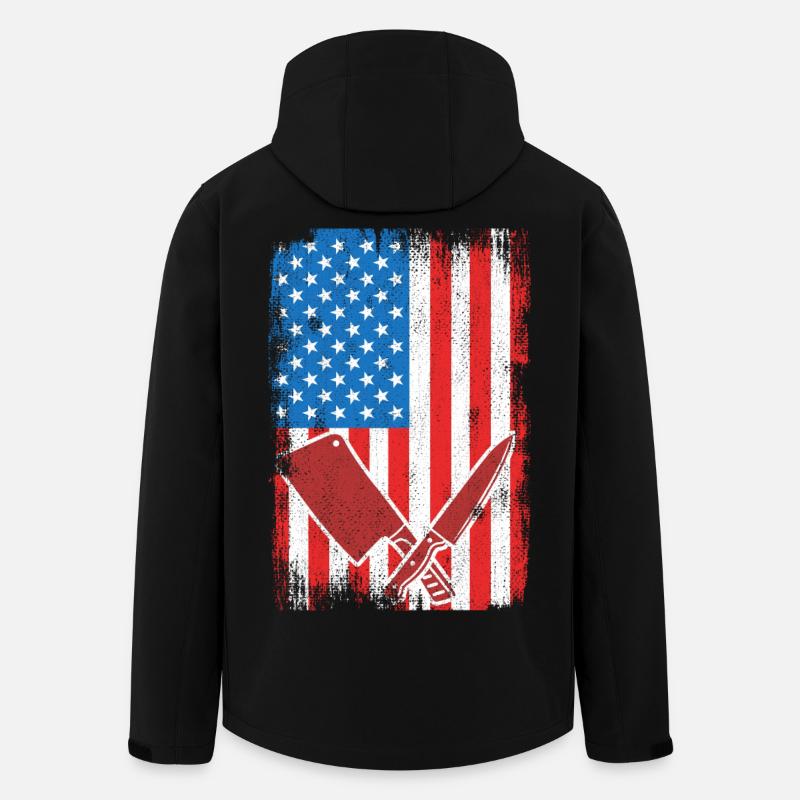 U.S. Flag Butcher - Men’s Recycled Softshell Jacket by Stanley/Stella - black