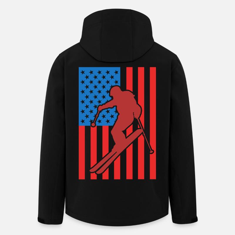 Ski Drapeau des États-Unis - Veste softshell homme en polyester recyclé Stanley/Stella - noir