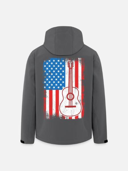 U.S. Flag Guitarist - Men’s Recycled Softshell Jacket by Stanley/Stella - black