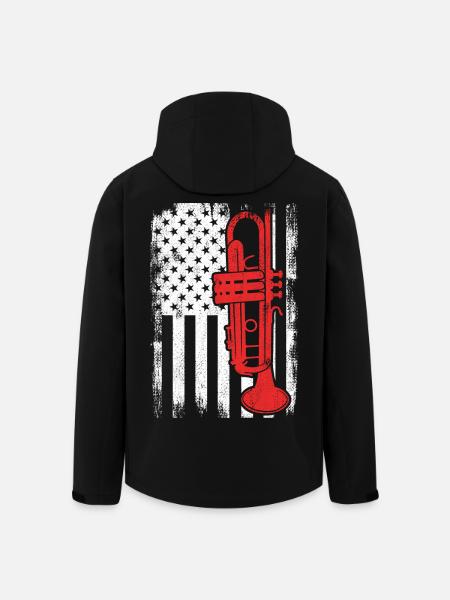 Drapeau Trumpet USA - Veste softshell homme en polyester recyclé Stanley/Stella - noir