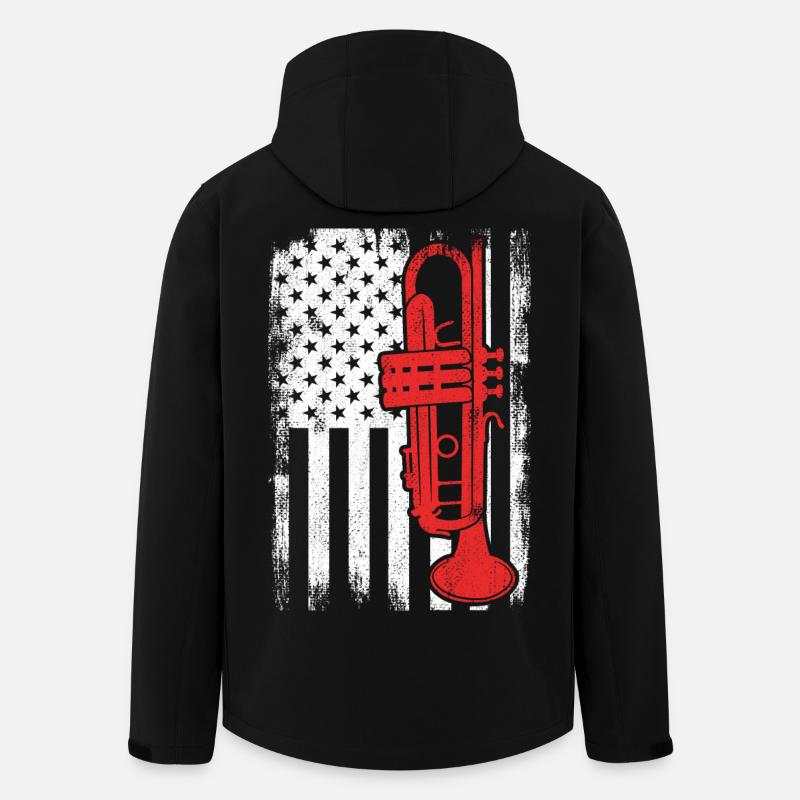 Drapeau Trumpet USA - Veste softshell homme en polyester recyclé Stanley/Stella - noir