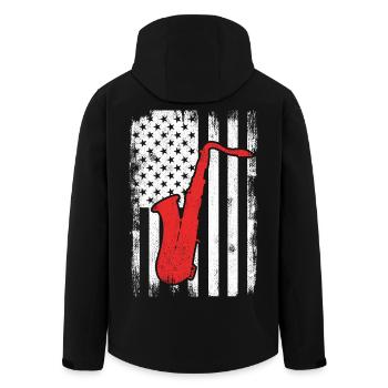 Patriotic US saxophonist - Men’s Recycled Softshell Jacket by Stanley/Stella - black - Back - AI Model Male 185 light (185cm)