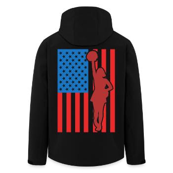 Cheerleading USA Flag - Men’s Recycled Softshell Jacket by Stanley/Stella - black - Back - AI Model Male 185 light (185cm)