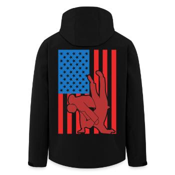 Patriotic Judo Fighter - Men’s Recycled Softshell Jacket by Stanley/Stella - black - Back - AI Model Male 185 light (185cm)