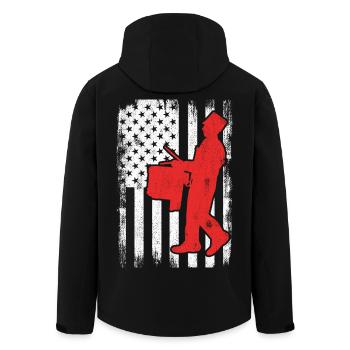 USA Patriotic drummer - Men’s Recycled Softshell Jacket by Stanley/Stella - black - Back - AI Model Male 185 light (185cm)