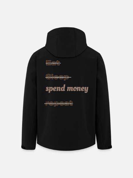 eat_sleep_spend_money_repeat - Veste softshell homme en polyester recyclé Stanley/Stella - noir