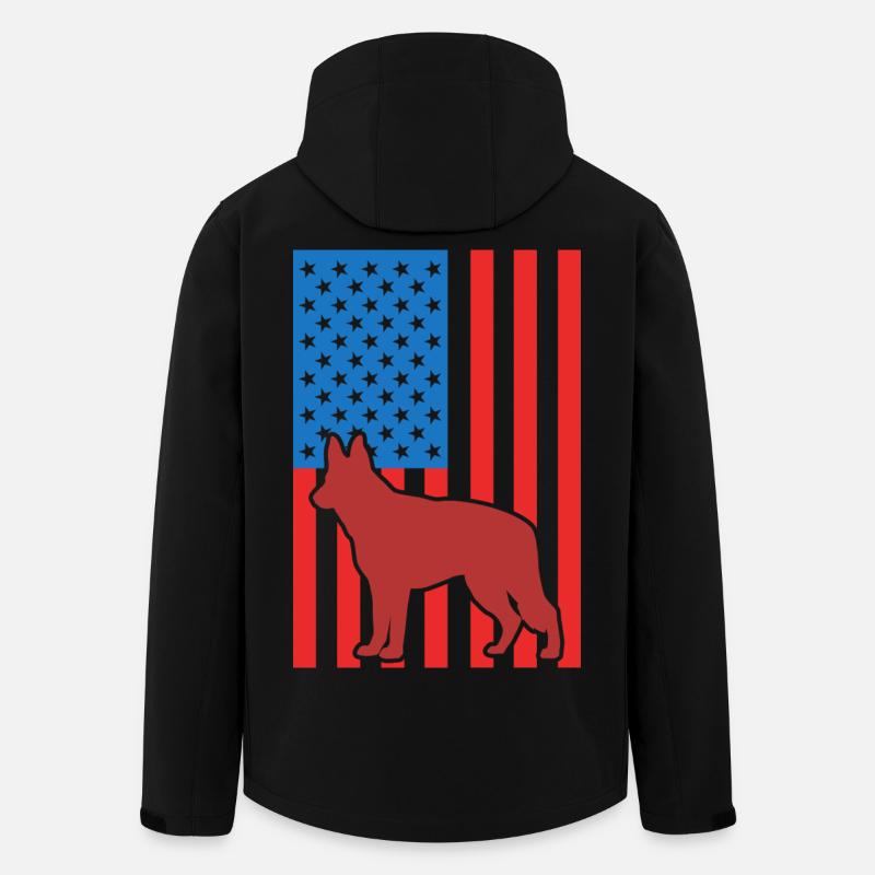 German Shepherd US Flag - Men’s Recycled Softshell Jacket by Stanley/Stella - black