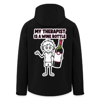 Mon thérapeute est une bouteille de vin - Veste softshell homme en polyester recyclé Stanley/Stella - noir - Dos - AI Model Male 185 light (185cm)
