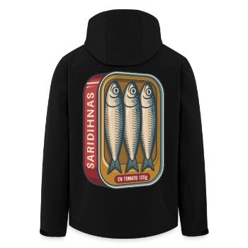 Retro sardines tin with tomatoes - Men’s Recycled Softshell Jacket by Stanley/Stella - black - Back - AI Model Male 185 light (185cm)