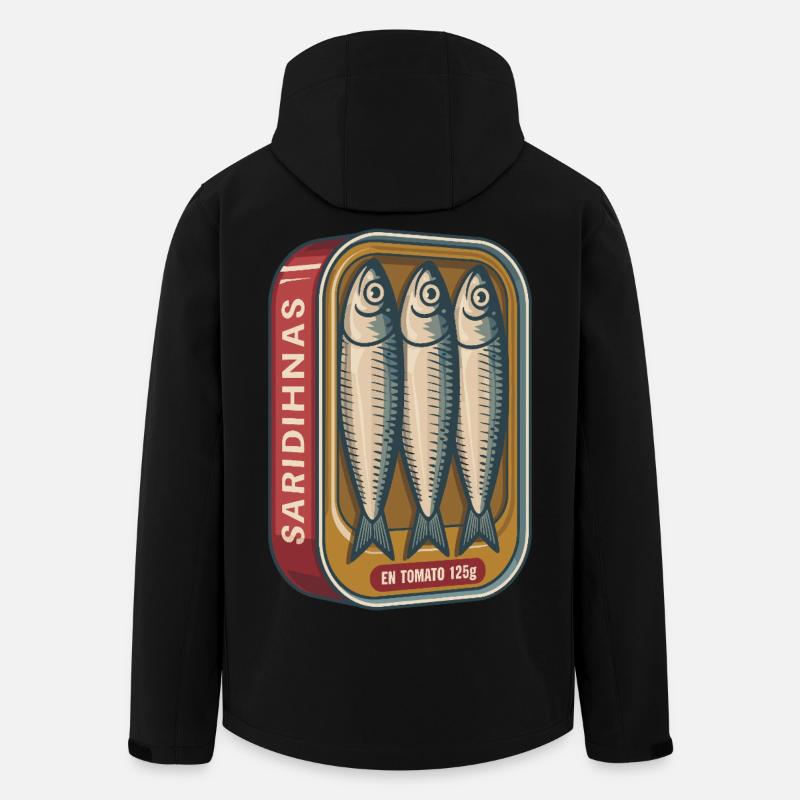 Boîte de sardines rétro aux tomates - Veste softshell homme en polyester recyclé Stanley/Stella - noir