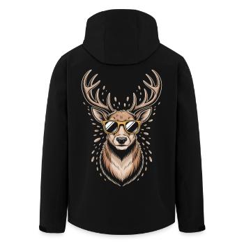 Deer with antlers and sunglasses - Men’s Recycled Softshell Jacket by Stanley/Stella - black - Back - AI Model Male 185 light (185cm)