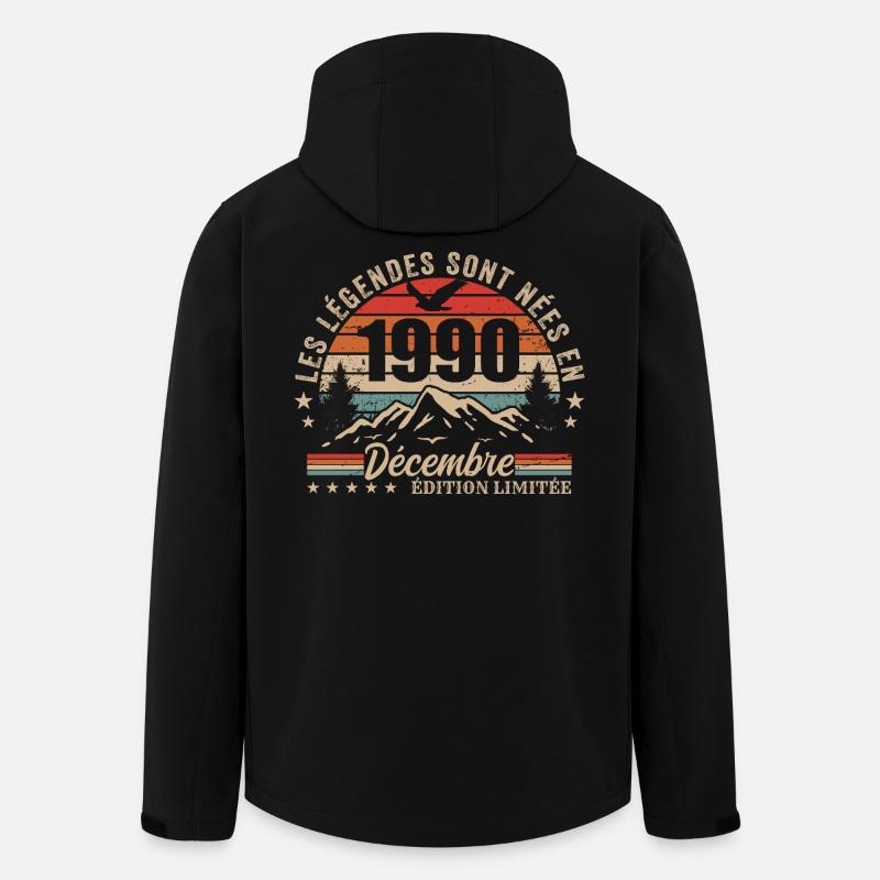 Rétro Décembre 1990 - Cadeau 35 Ans - Veste softshell homme en polyester recyclé Stanley/Stella - noir