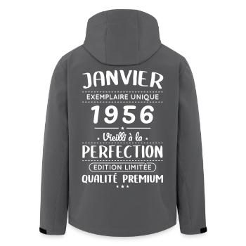 70th Anniversary - January 1956 Perfection - Men’s Recycled Softshell Jacket by Stanley/Stella - black - Back - AI Model Male 185 light (185cm)