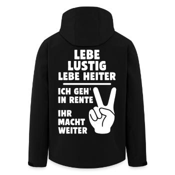 Lustige Rentenbotschaft mit Peacezeichen - Recycelte Männer Softshell-Jacke von Stanley/Stella - Schwarz - Hinten - AI Model Male 185 light (185cm)