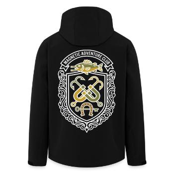 Magnetic adventure. Club Coat of Arms - Men’s Recycled Softshell Jacket by Stanley/Stella - black - Back - AI Model Male 185 light (185cm)
