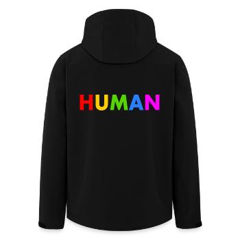 Human - Men’s Recycled Softshell Jacket by Stanley/Stella - black - Back - AI Model Male 185 light (185cm)