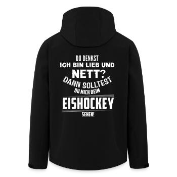 LiebNettEishockey - Recycelte Männer Softshell-Jacke von Stanley/Stella - Schwarz - Hinten - AI Model Male 185 light (185cm)