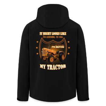 Dans ma tête, je conduis mon TRACTEUR Trekker Tracteur - Veste softshell homme en polyester recyclé Stanley/Stella - noir - Dos - AI Model Male 185 light (185cm)