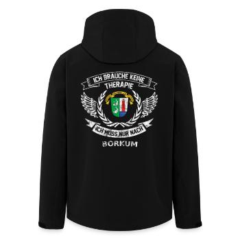 Therapie Borkum mit wappen weiss retro T SHirt - Recycelte Männer Softshell-Jacke von Stanley/Stella - Schwarz - Hinten - AI Model Male 185 light (185cm)