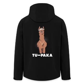 Funny Lama Alpaca Comic Animal Trend - Gift - Men’s Recycled Softshell Jacket by Stanley/Stella - black - Back - AI Model Male 185 light (185cm)
