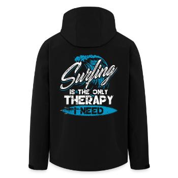 Surfing Is The Only Therapy - Men’s Recycled Softshell Jacket by Stanley/Stella - black - Back - AI Model Male 185 light (185cm)