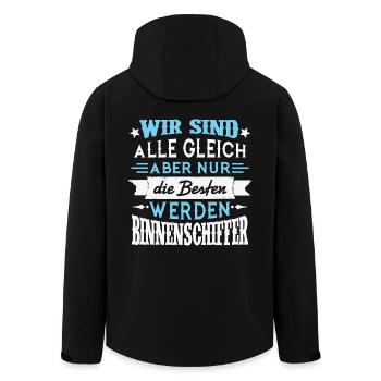 Aber nur die Besten werden BINNENSCHIFFER - Recycelte Männer Softshell-Jacke von Stanley/Stella - Schwarz - Hinten - AI Model Male 185 light (185cm)
