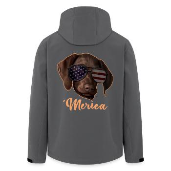 Merica Pointeur 4 juillet Cadeau - Veste softshell homme en polyester recyclé Stanley/Stella - charbon - Dos - AI Model Male 185 light (185cm)