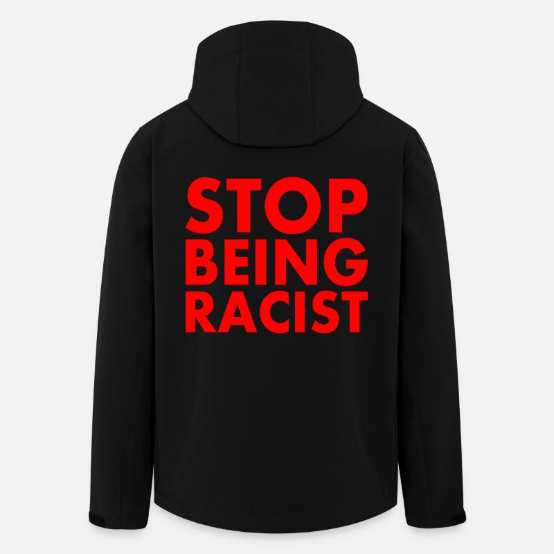 Stop being racist - Veste softshell homme en polyester recyclé Stanley/Stella - noir