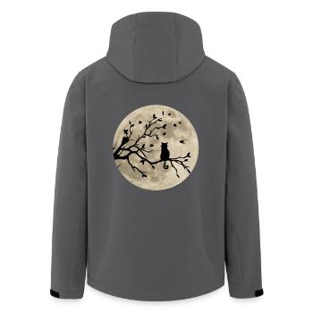 Cat on branch in the moonlight - Men’s Recycled Softshell Jacket by Stanley/Stella - black - Back - AI Model Male 185 light (185cm)