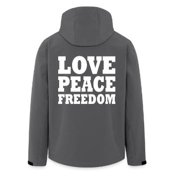 Love peace freedom - Recycelte Männer Softshell-Jacke von Stanley/Stella - Schwarz - Hinten - AI Model Male 185 light (185cm)