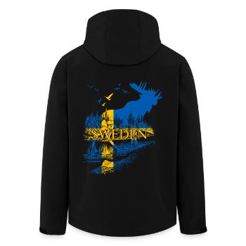 SWEDEN ELCH SCHWEDEN FLAGGE - Recycelte Männer Softshell-Jacke von Stanley/Stella - Schwarz - Hinten - AI Model Male 185 light (185cm)