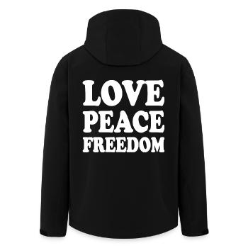 Love peace freedom - Recycelte Männer Softshell-Jacke von Stanley/Stella - Schwarz - Hinten - AI Model Male 185 light (185cm)